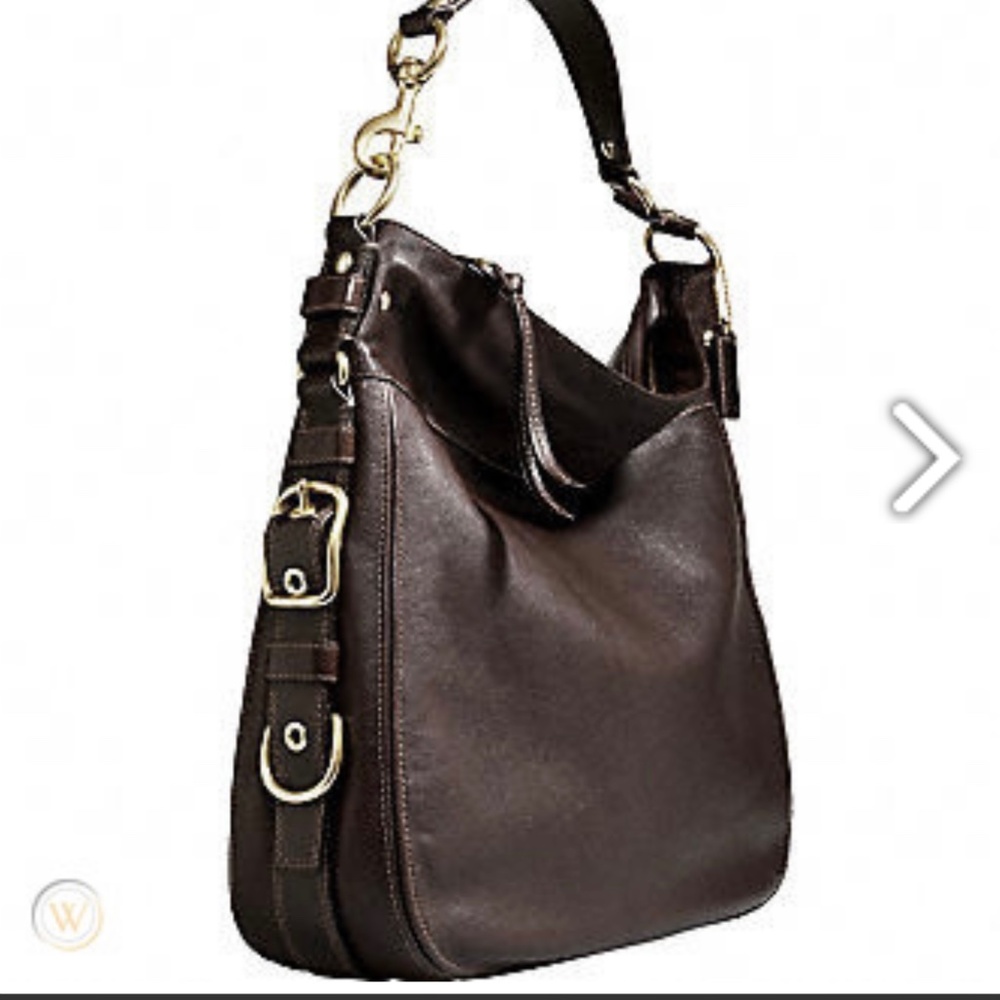 COACH XL BROWN LEATHER EDITORIAL ZOE SHOULDER